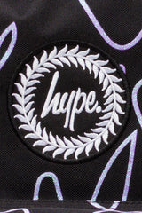 Hype Black Purple Glitter Scribble Heart Backpack