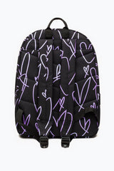 Hype Black Purple Glitter Scribble Heart Backpack